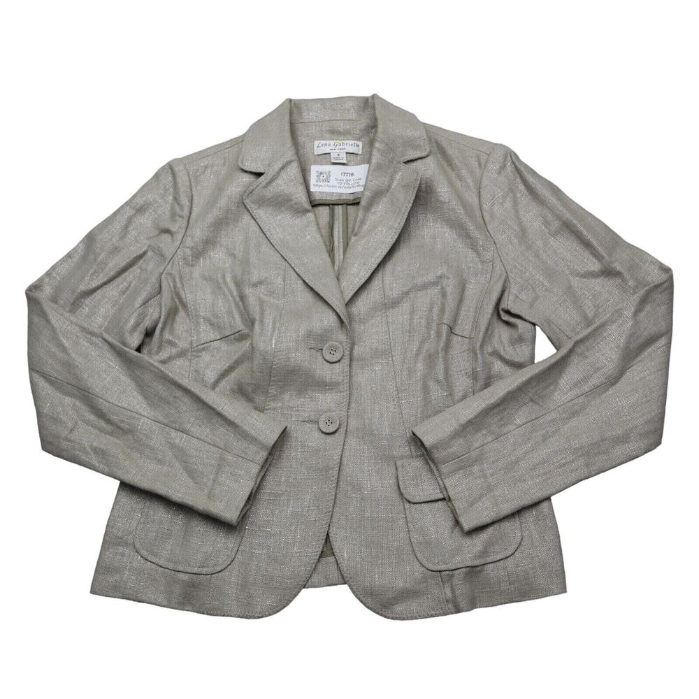 Lena Gabrielle Suit Womens 8 Gray Long Sleeve Single Breasted Notch Lapel Jacket